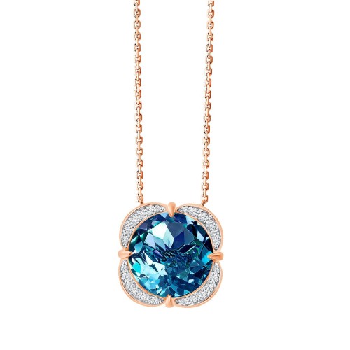 Collier Kalista serti clos pierre fine et diamant en or 18 carats