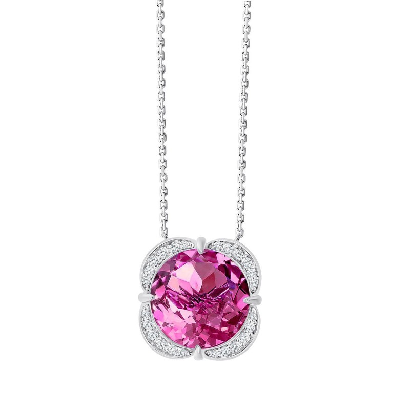 Collier Kalista toi et moi pierre fine et diamant en or 18 carats