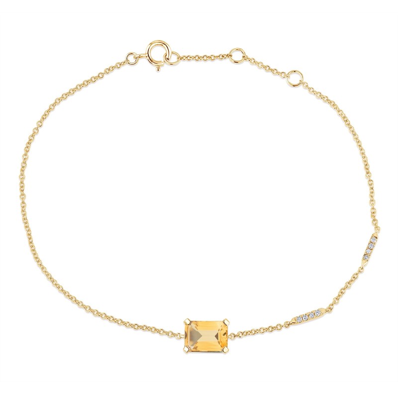 Bracelet Lou serti clos pierre fine et diamant en or 18 carats