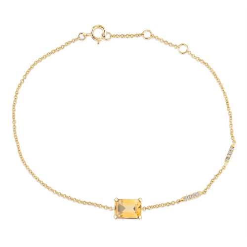 Bracelet Lou serti clos pierre fine et diamant en or 18 carats