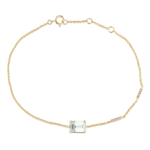 Bracelet Lou serti clos pierre fine et émeraude en or 18 carats