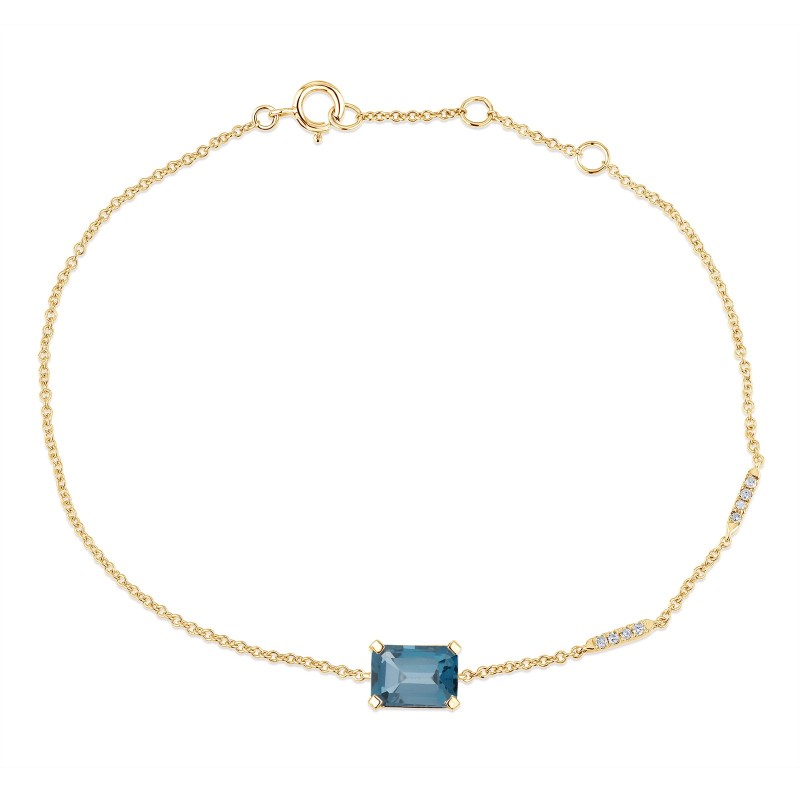 Bracelet Lou serti clos pierre fine et émeraude en or 18 carats