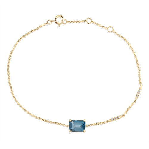 Bracelet Lou serti clos pierre fine et émeraude en or 18 carats