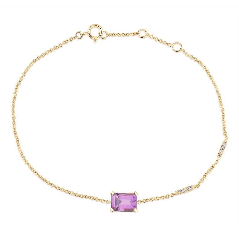 Bracelet Lou serti clos pierre fine et émeraude en or 18 carats