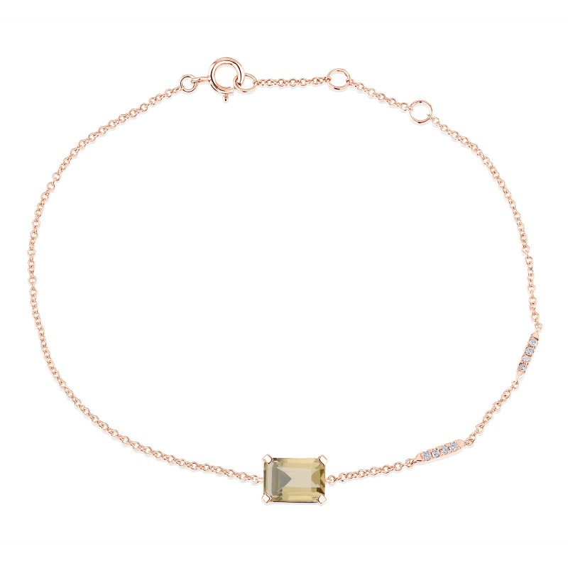 Bracelet Lou serti clos pierre fine et diamant en or 18 carats