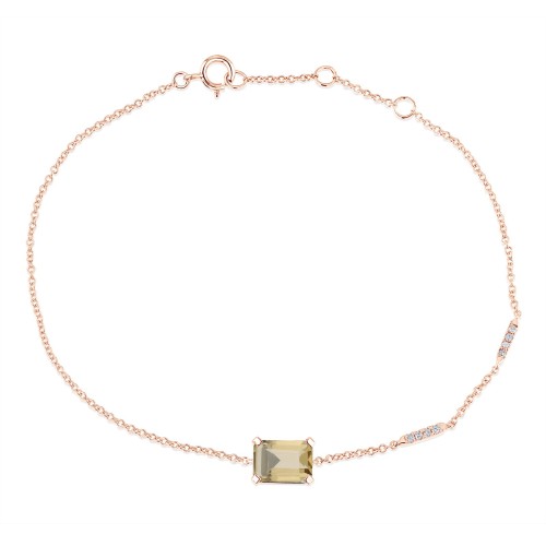 Bracelet Lou serti clos pierre fine et diamant en or 18 carats
