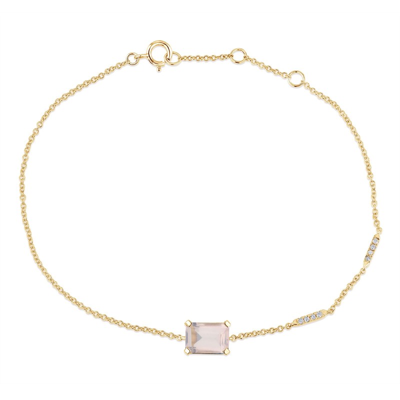 Bracelet Lou serti clos pierre fine et diamant en or 18 carats
