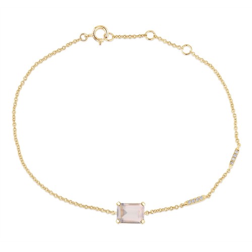 Bracelet Lou serti clos pierre fine et diamant en or 18 carats