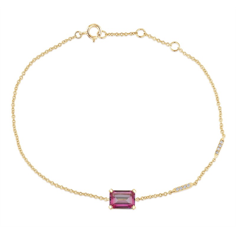 Bracelet Lou serti clos pierre fine et diamant en or 18 carats