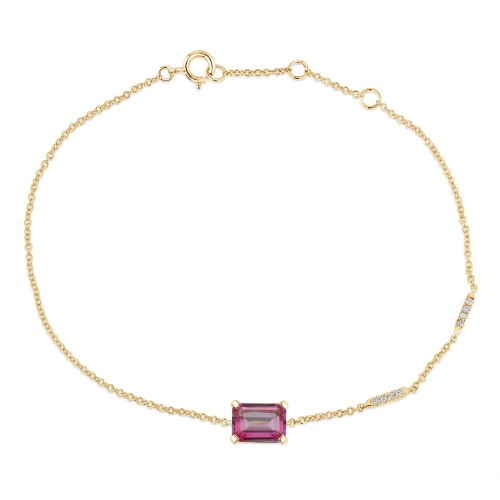 Bracelet Lou serti clos pierre fine et diamant en or 18 carats