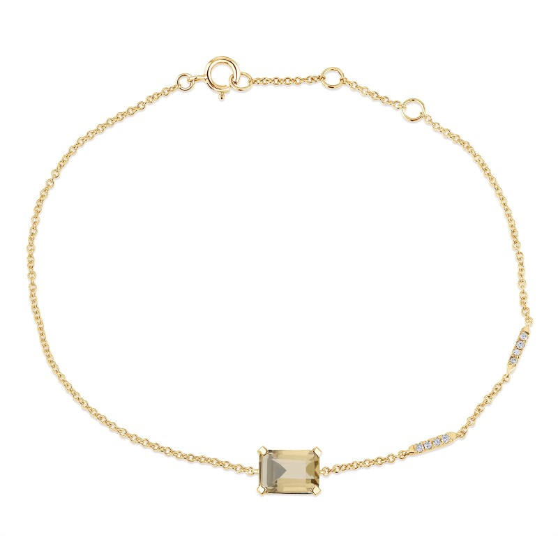 Bracelet Lou serti clos pierre fine et diamant en or 18 carats