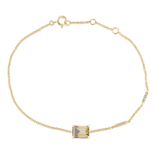 Bracelet Lou serti clos pierre fine et diamant en or 18 carats