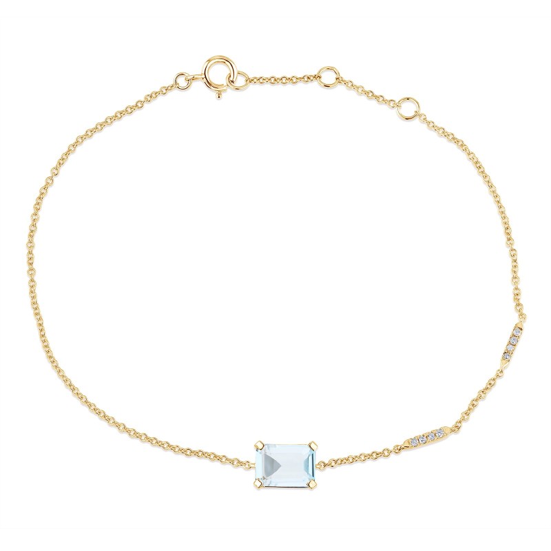 Bracelet Lou serti clos pierre fine et émeraude en or 18 carats