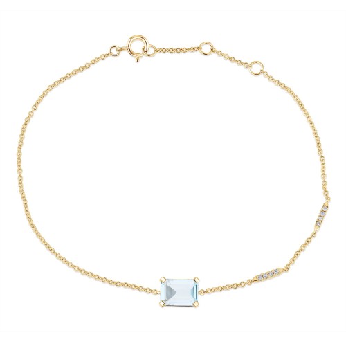 Bracelet Lou serti clos pierre fine et émeraude en or 18 carats