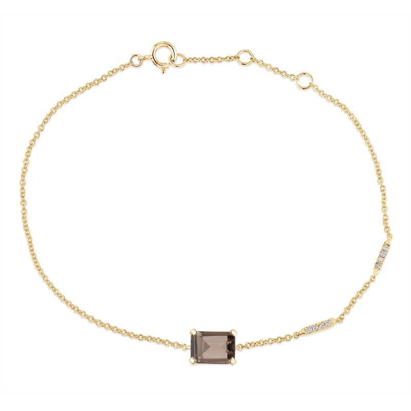 Bracelet Lou serti clos pierre fine et diamant en or 18 carats