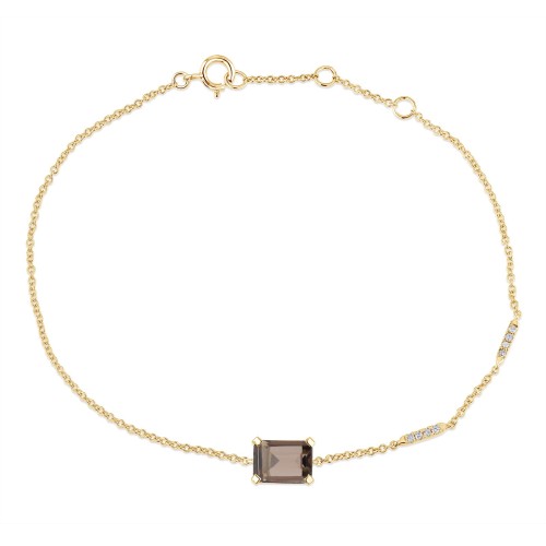 Bracelet Lou serti clos pierre fine et diamant en or 18 carats