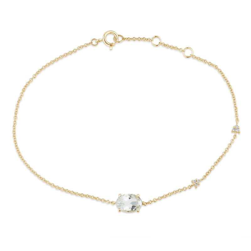 Bracelet Lou serti clos pierre fine et diamant en or 18 carats
