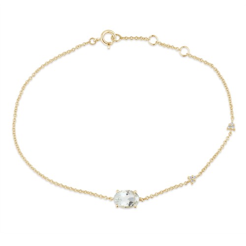 Bracelet Lou serti clos pierre fine et diamant en or 18 carats