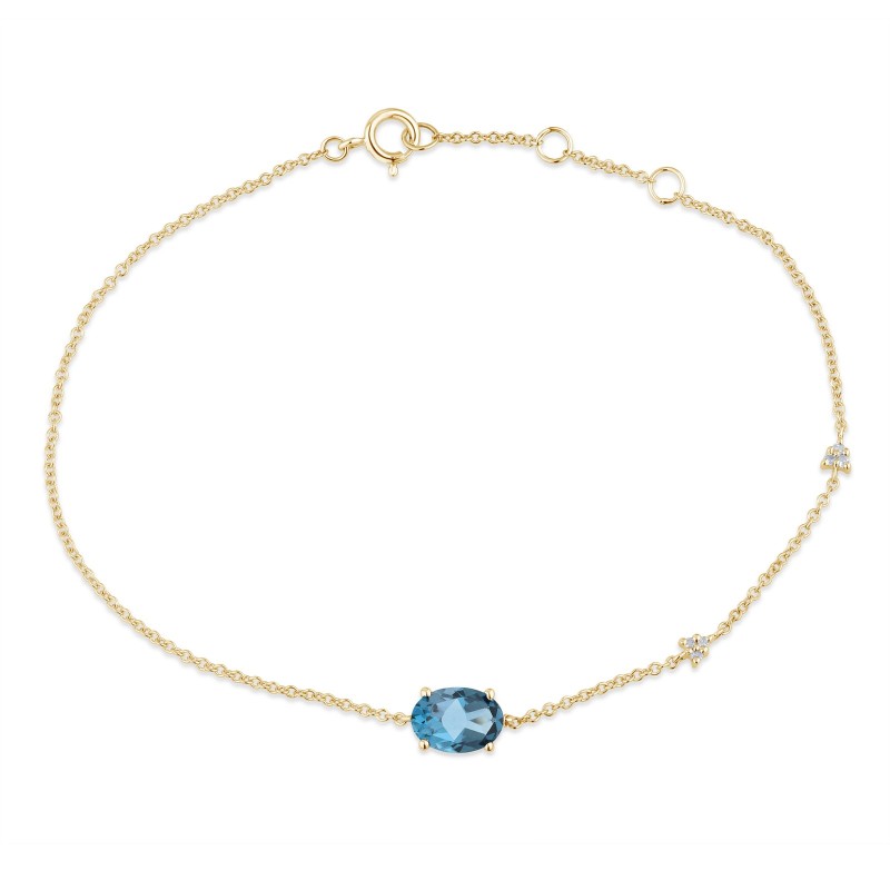 Bracelet Lou toi et moi pierre fine et diamant en or 18 carats
