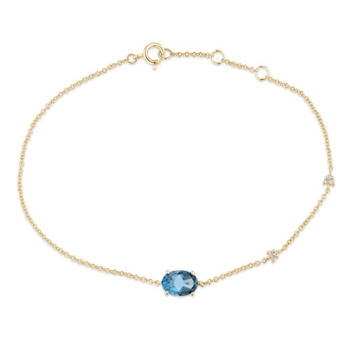 Bracelet Lou toi et moi pierre fine et diamant en or 18 carats