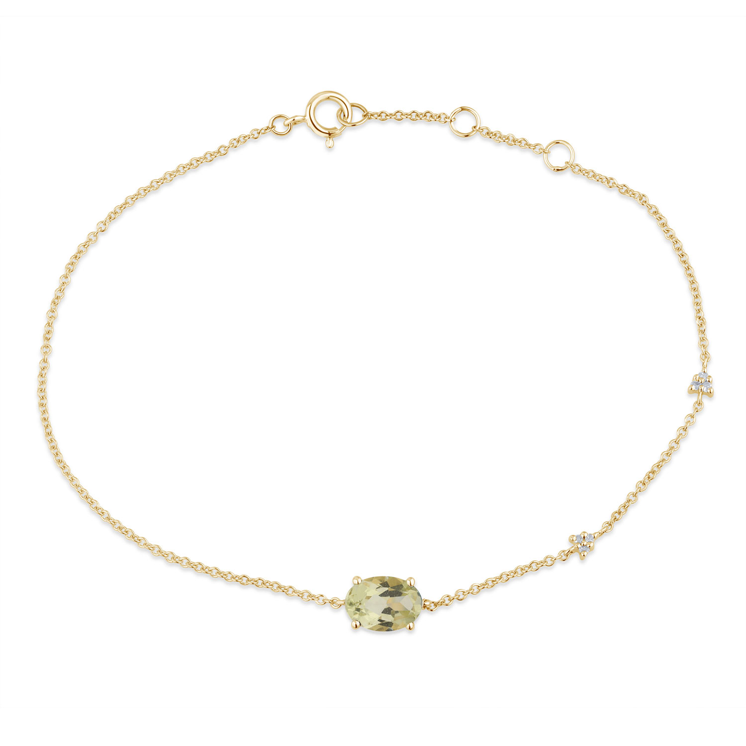 Bracelet Lou serti clos pierre fine et diamant en or 18 carats
