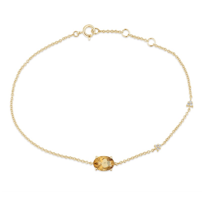 Bracelet Lou serti clos pierre fine et diamant en or 18 carats