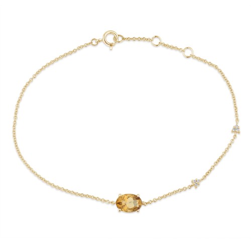 Bracelet Lou serti clos pierre fine et diamant en or 18 carats