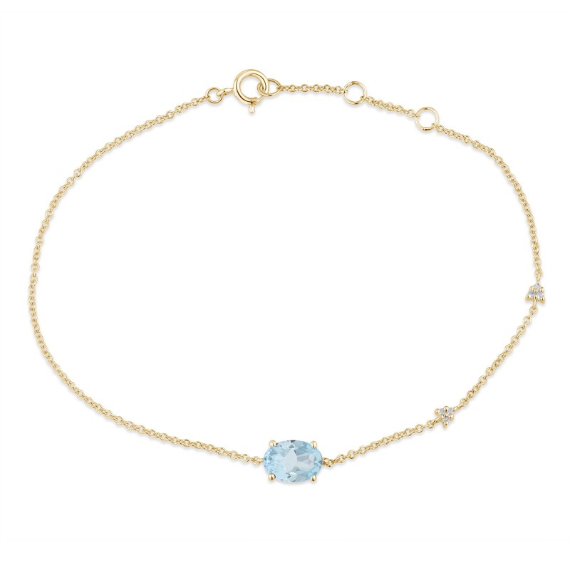 Bracelet Lou toi et moi pierre fine et diamant en or 18 carats