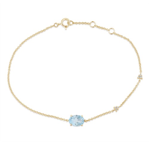 Bracelet Lou toi et moi pierre fine et diamant en or 18 carats