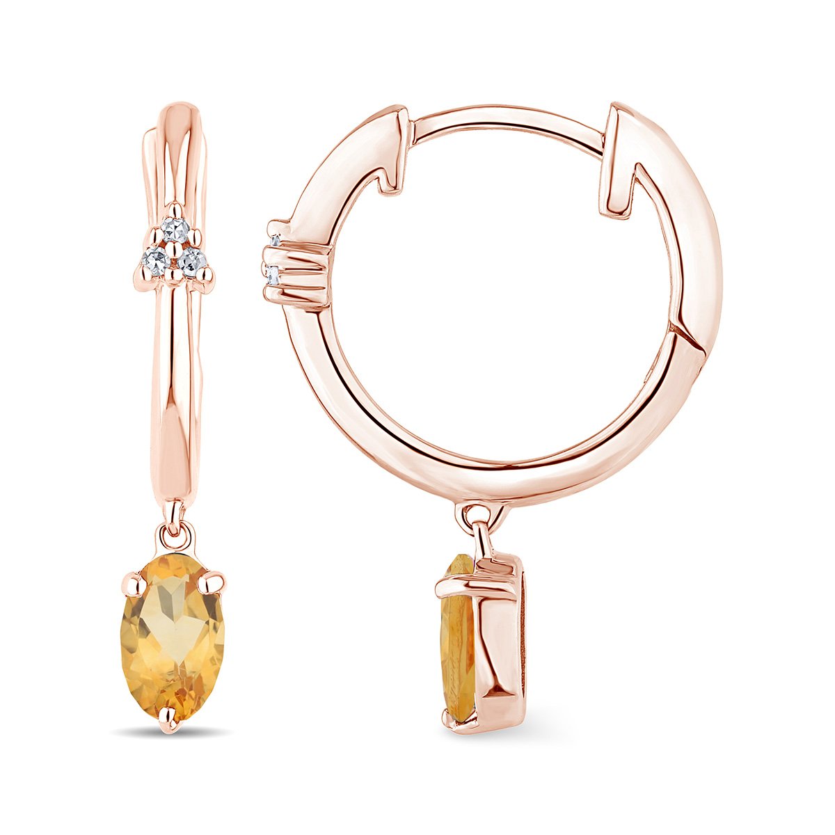 Boucles d'oreilles Lou toi et moi pierre fine et diamant en or 18 carats