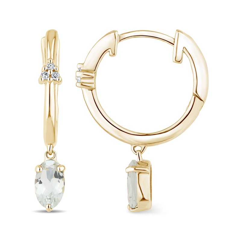 Boucles d'oreilles Lou serti clos pierre fine et diamant en or 18 carats