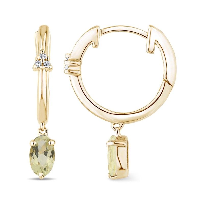 Boucles d'oreilles Lou serti clos pierre fine et diamant en or 18 carats