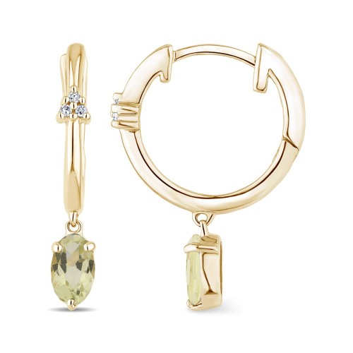 Boucles d'oreilles Lou serti clos pierre fine et diamant en or 18 carats