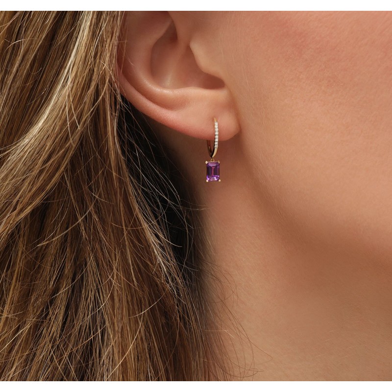 Boucles d'oreilles Lou pierre fine et diamant en or 18 carats