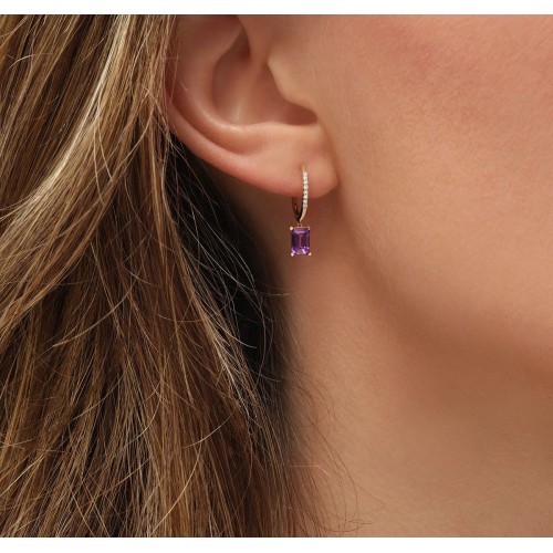 Boucles d'oreilles Lou pierre fine et diamant en or 18 carats