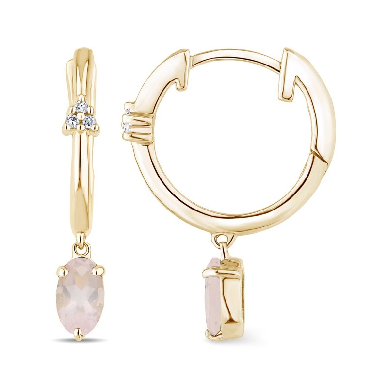 Boucles d'oreilles Lou toi et moi pierre fine et diamant en or 18 carats