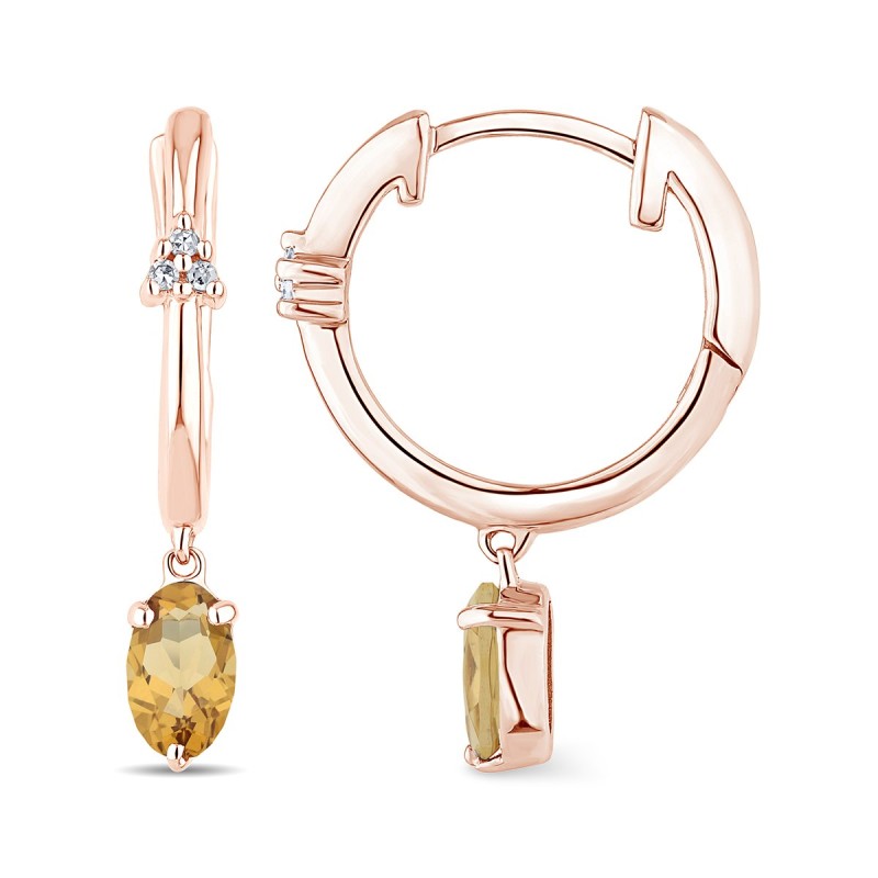 Boucles d'oreilles Lou toi et moi pierre fine et diamant en or 18 carats