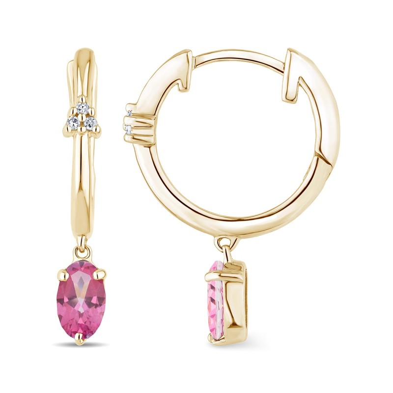 Boucles d'oreilles Lou toi et moi pierre fine et diamant en or 18 carats