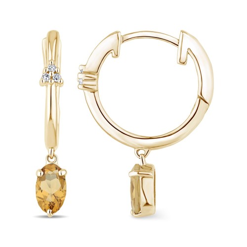 Boucles d'oreilles Lou serti clos pierre fine et diamant en or 18 carats