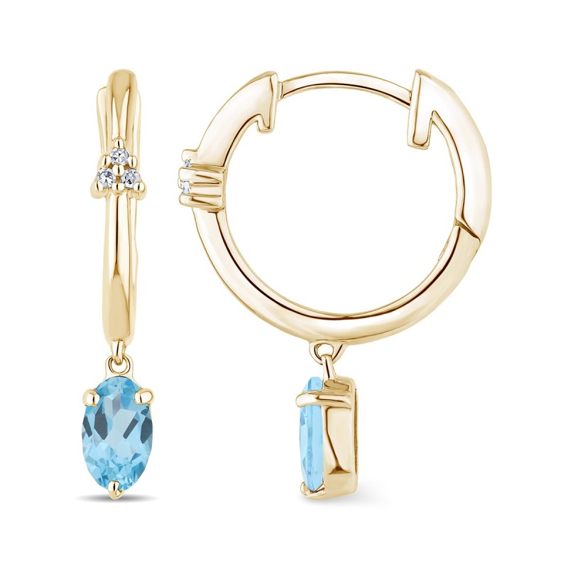 Boucles d'oreilles Lou toi et moi pierre fine et diamant en or 18 carats