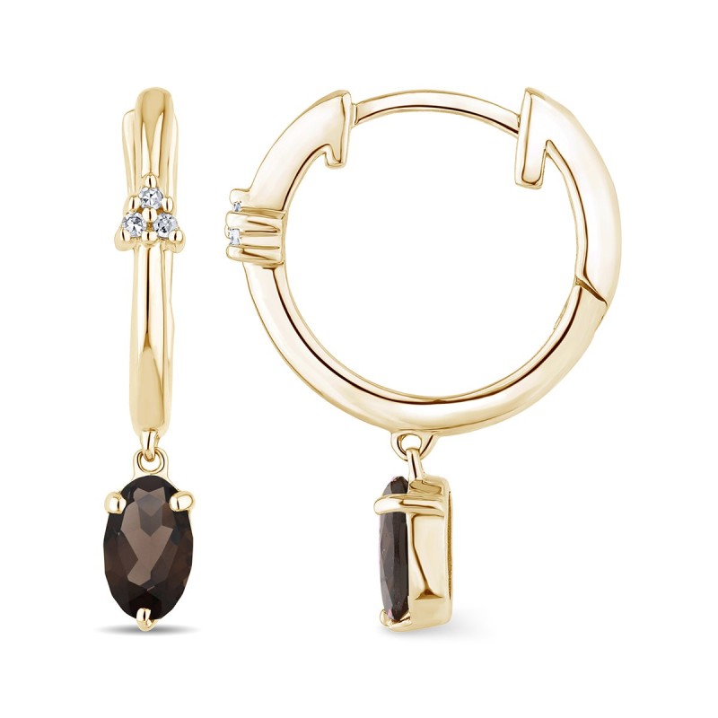 Boucles d'oreilles Lou serti clos pierre fine et diamant en or 18 carats
