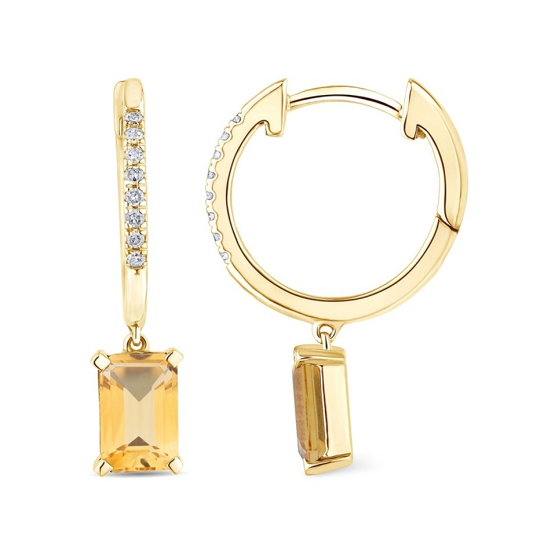 Boucles d'oreilles Lou serti clos pierre fine et diamant en or 18 carats