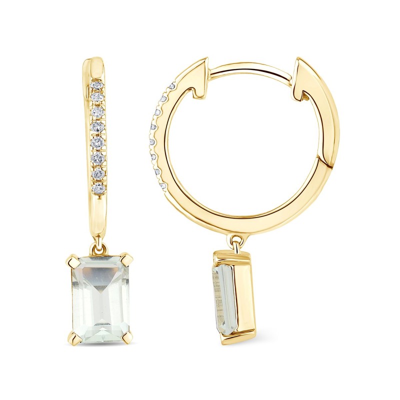 Boucles d'oreilles Lou serti clos pierre fine et émeraude en or 18 carats