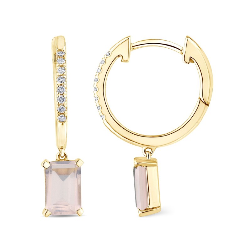 Boucles d'oreilles Lou toi et moi pierre fine et diamant en or 18 carats