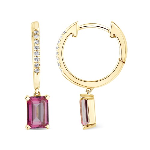 Boucles d'oreilles Lou toi et moi pierre fine et diamant en or 18 carats