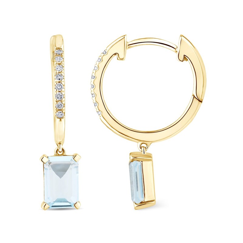 Boucles d'oreilles Lou toi et moi pierre fine et diamant en or 18 carats