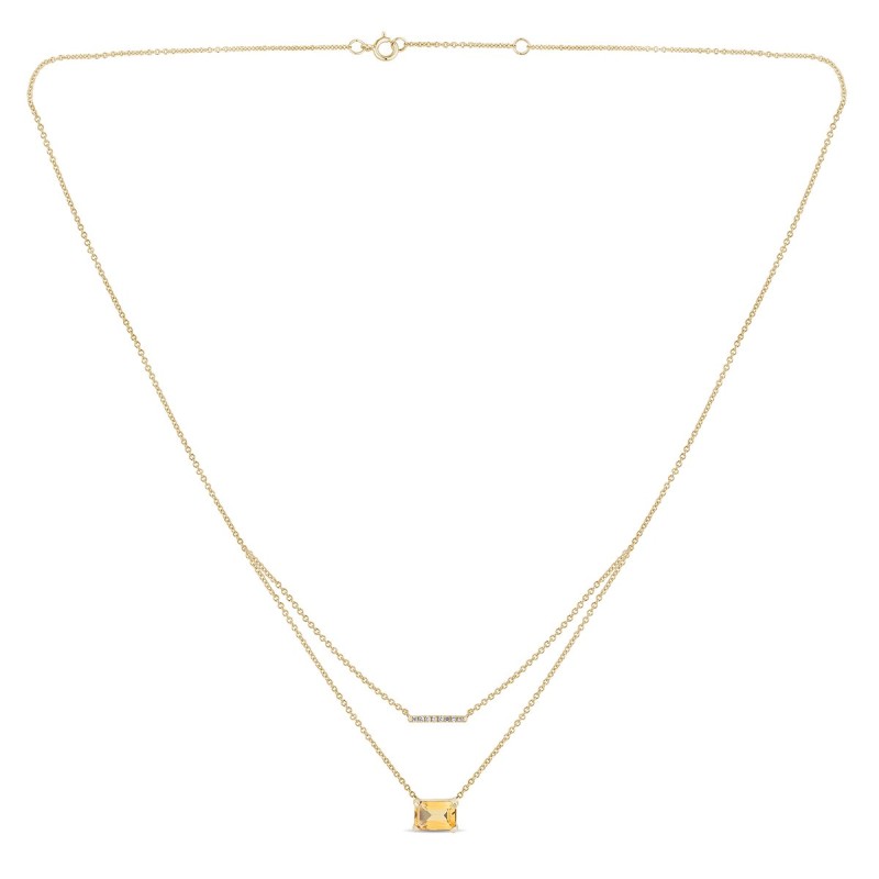 Collier Lou toi et moi pierre fine et diamant en or 18 carats