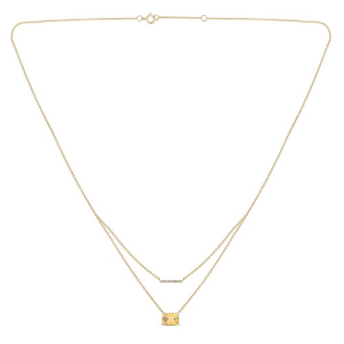 Collier Lou toi et moi pierre fine et diamant en or 18 carats
