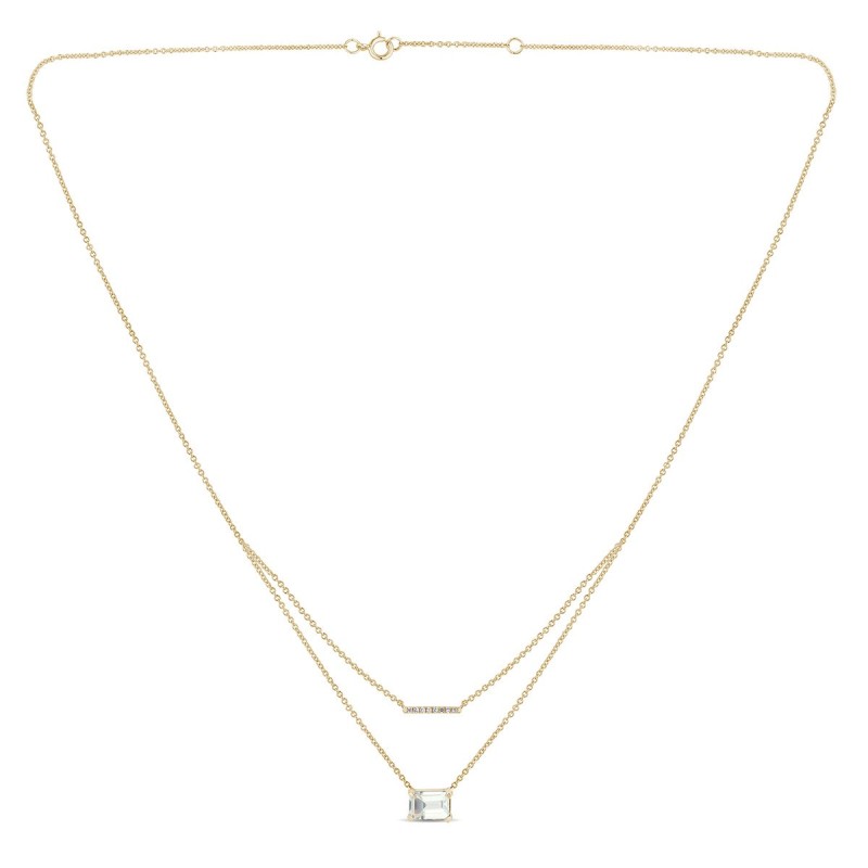 Collier Lou toi et moi pierre fine et diamant en or 18 carats