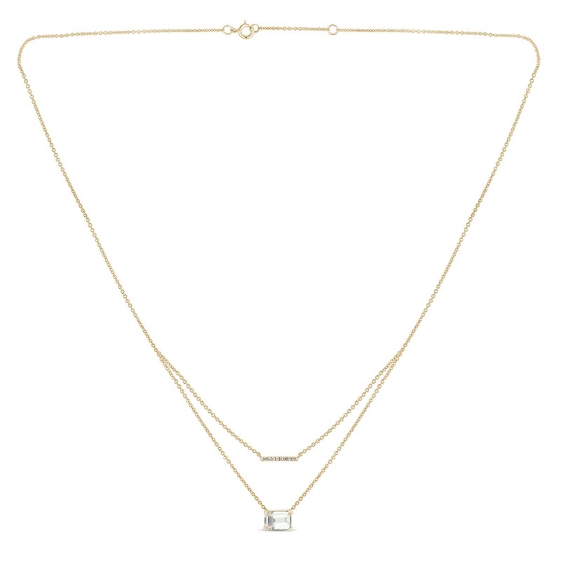 Collier Lou toi et moi pierre fine et diamant en or 18 carats